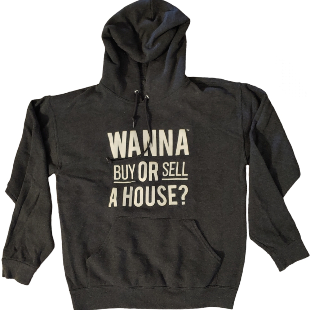 Realtor's Hoodie Wanna Buy or Sell a House? Roo Pocket Black White Size …